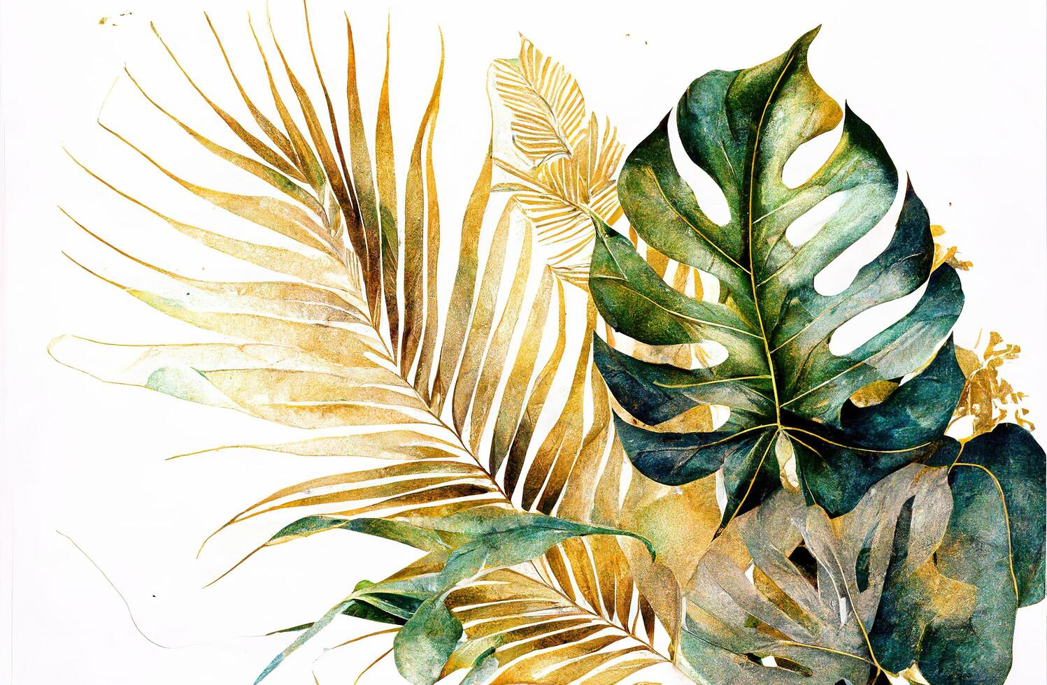 monstera y palma hojas floral acuarela antecedentes. generativo ai foto