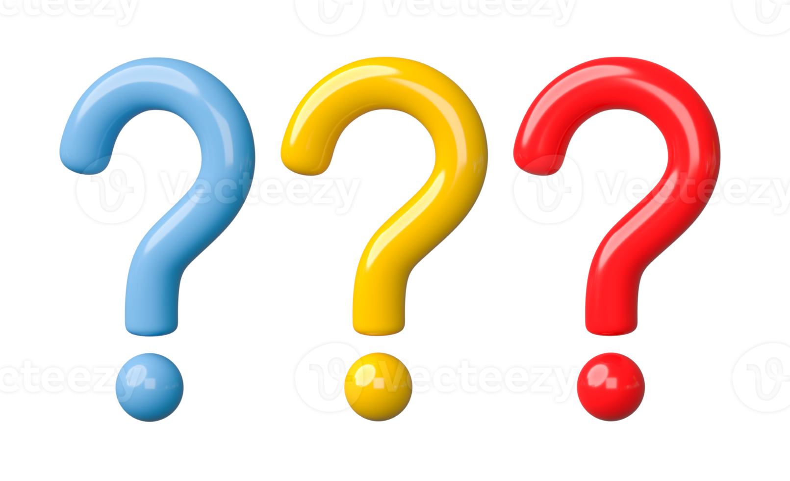 Set of Question Mark icon 3D render, png file format.