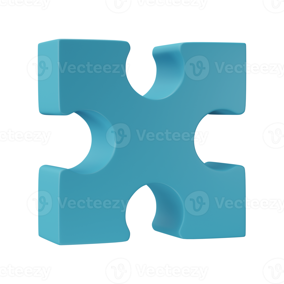 3D jigsaw puzzle pieces isolated on transparent background. Problem-solving, business connecting, cooperation, partnership concept. png