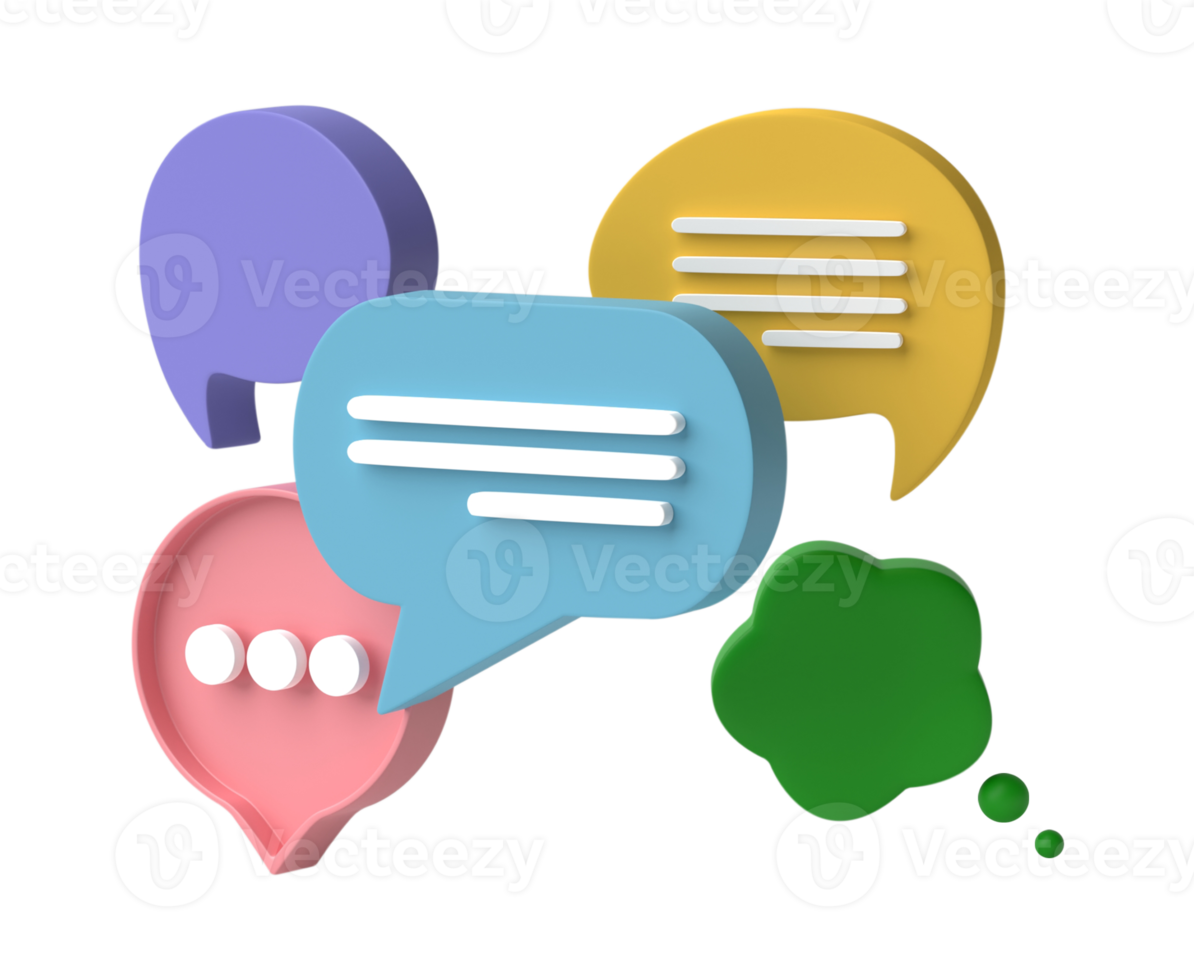 3D Speech bubble chat icon isolated on transparent background png