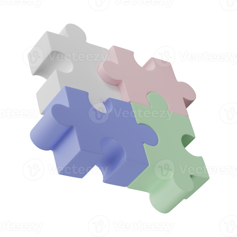 3d decoupeerzaag puzzel stukken geïsoleerd Aan transparant achtergrond. probleemoplossing, bedrijf Verbinden, medewerking, vennootschap concept. png