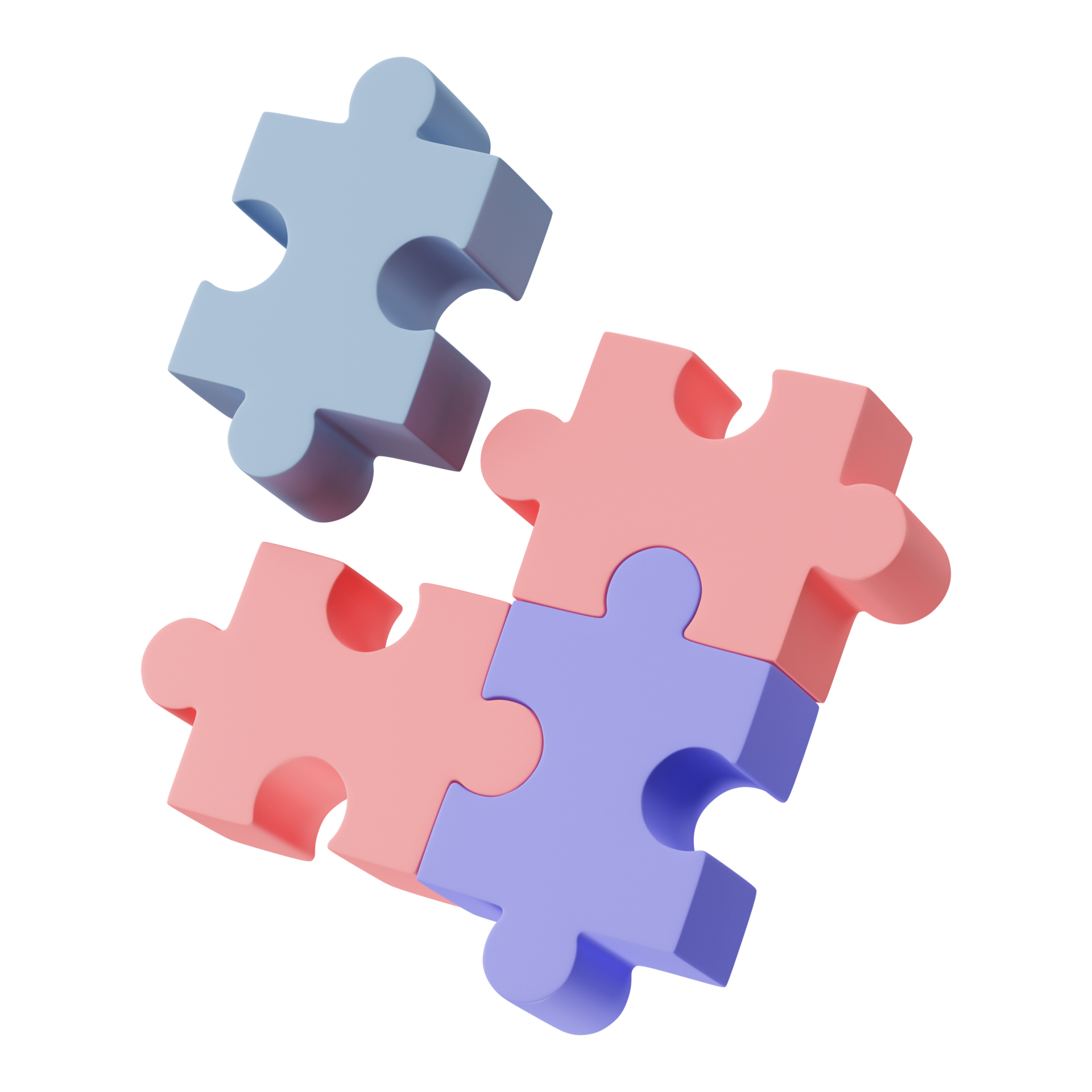 3D jigsaw puzzle pieces isolated on transparent background.  Problem-solving, business connecting, cooperation, partnership concept.  22610900 PNG