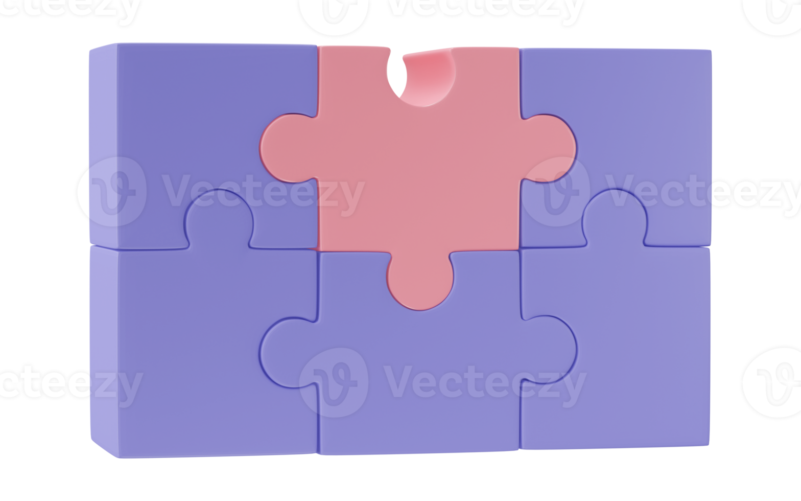 3D jigsaw puzzle pieces isolated on transparent background. Problem-solving, business connecting, cooperation, partnership concept. png