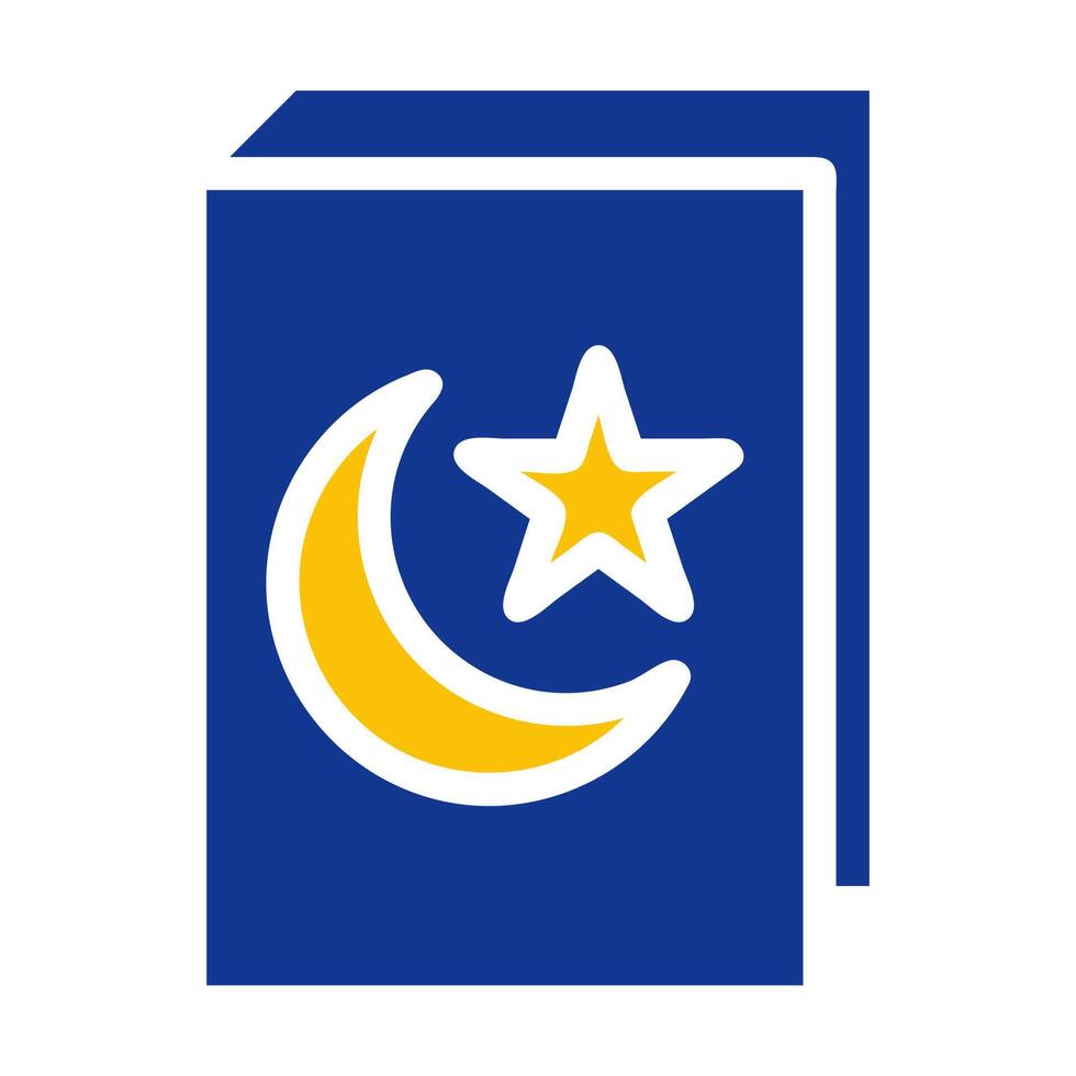 quran icon solid blue yellow colour ramadan symbol perfect. vector