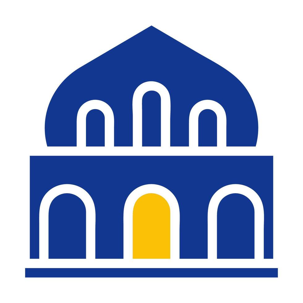 mosque icon solid blue yellow colour ramadan symbol perfect. vector