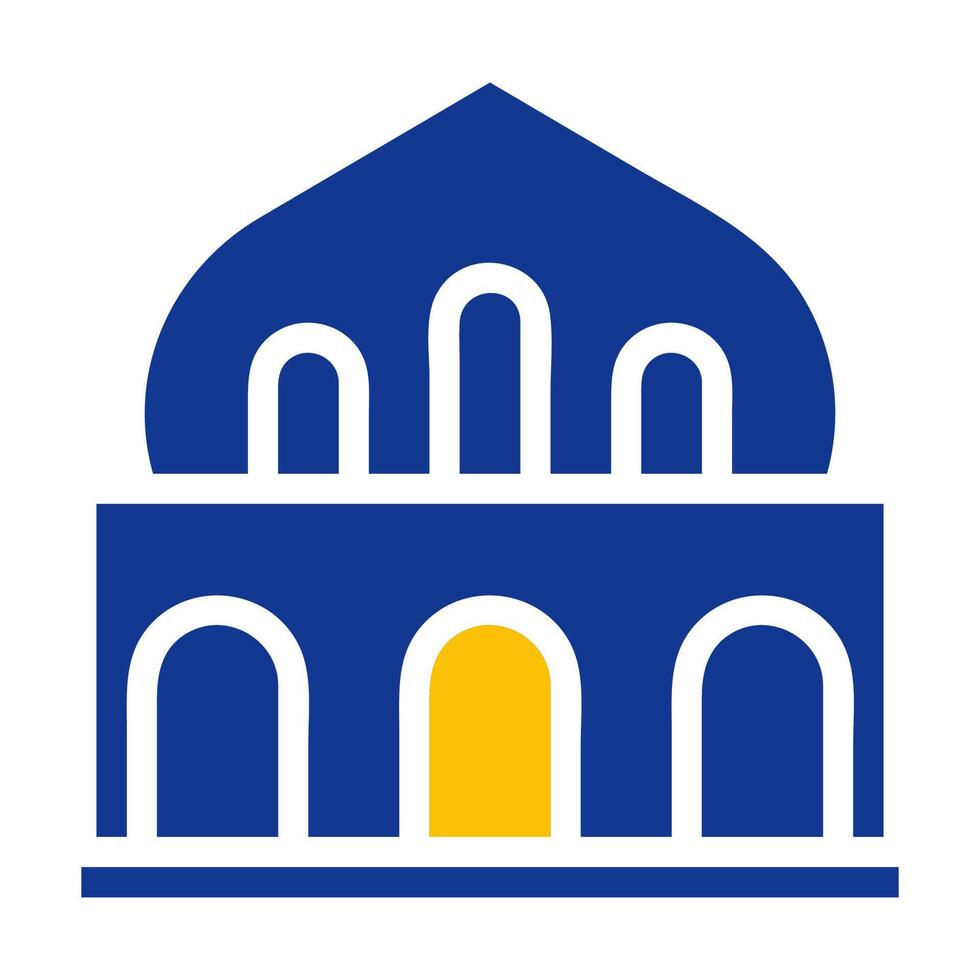 mezquita icono sólido azul amarillo color Ramadán símbolo Perfecto. vector