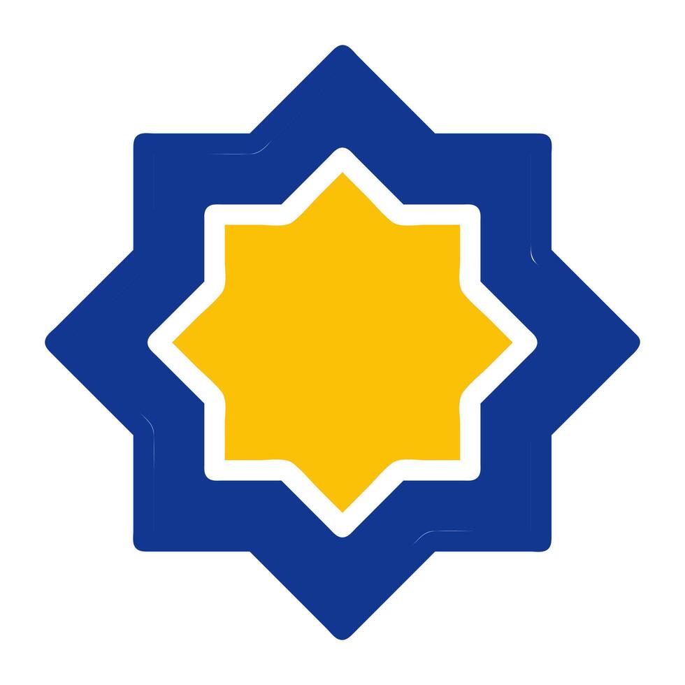decoration icon solid blue yellow colour ramadan symbol perfect. vector