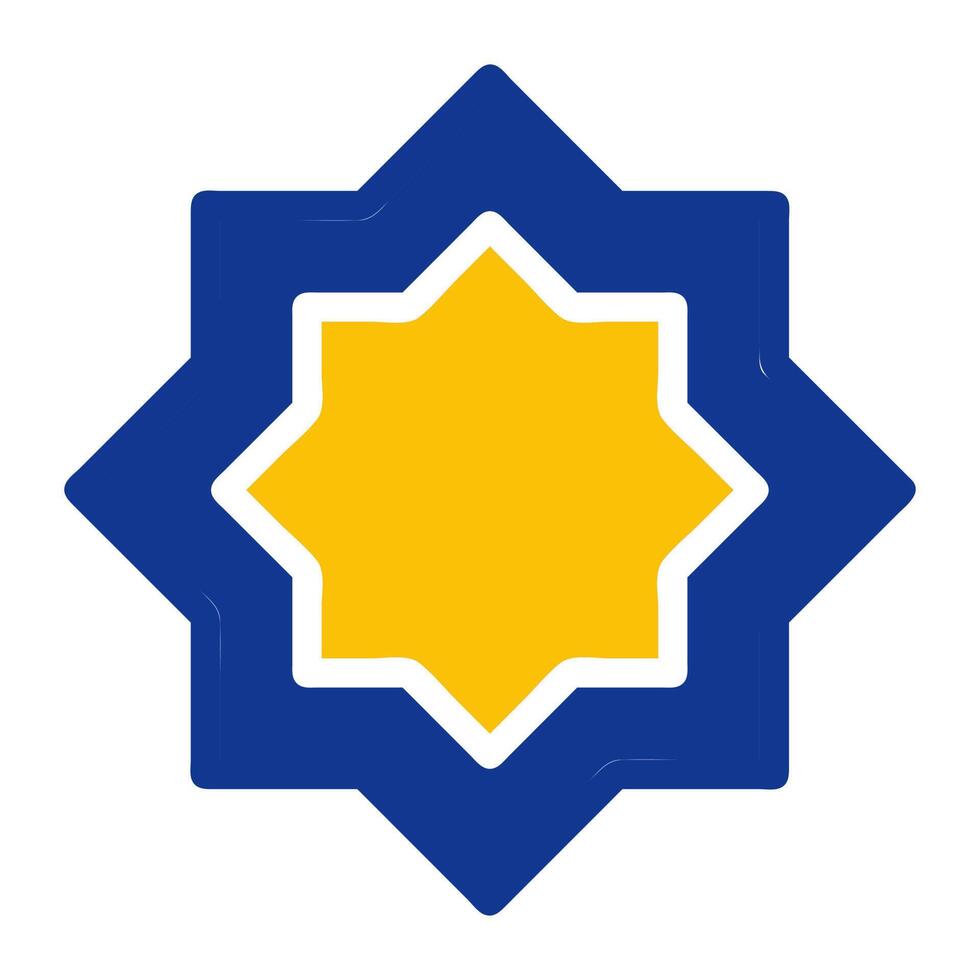 decoration icon solid blue yellow colour ramadan symbol perfect. vector