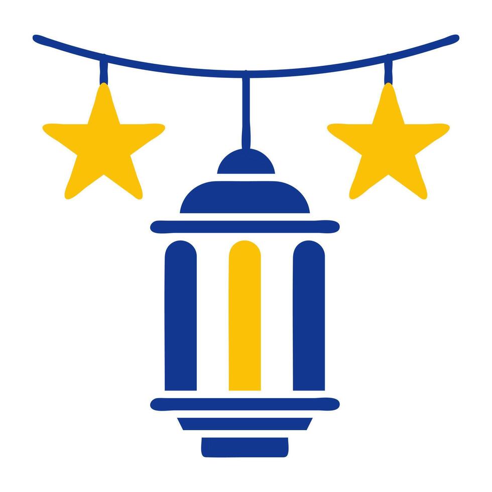 decoration icon solid blue yellow colour ramadan symbol perfect. vector