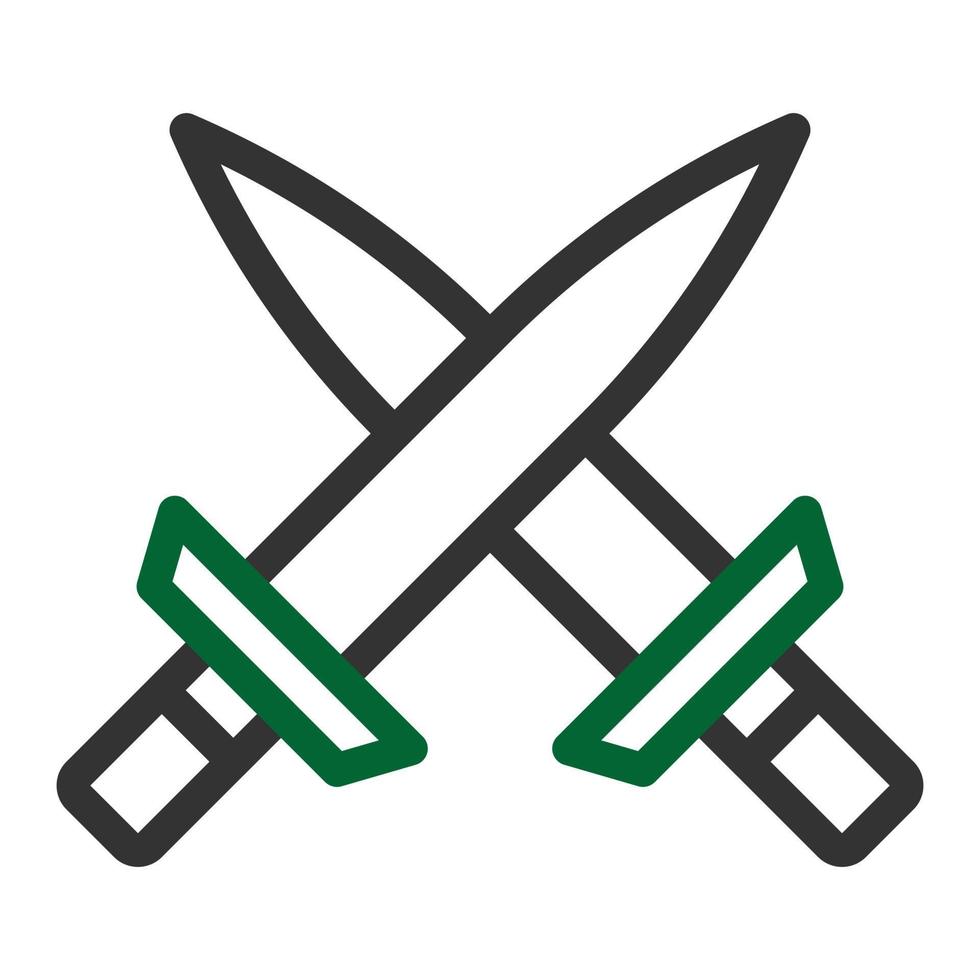 espada icono duocolor gris verde color militar símbolo Perfecto. vector