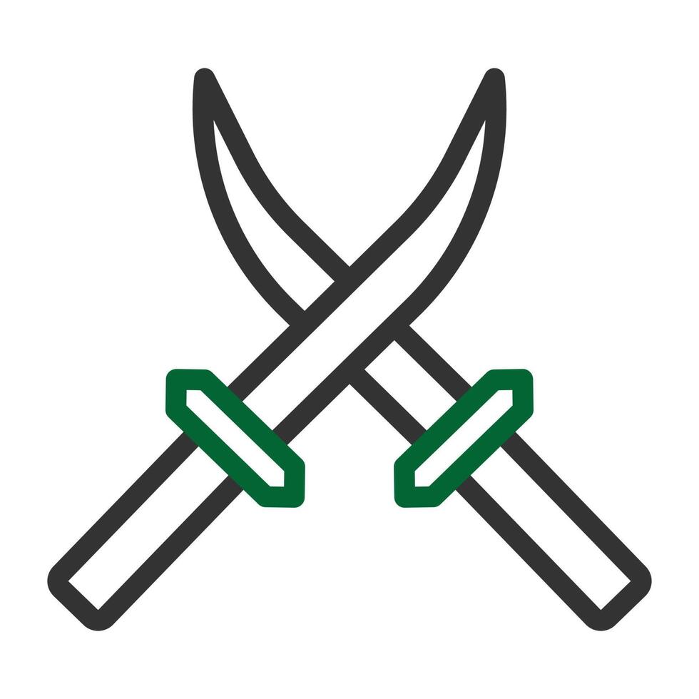 espada icono duocolor gris verde color militar símbolo Perfecto. vector