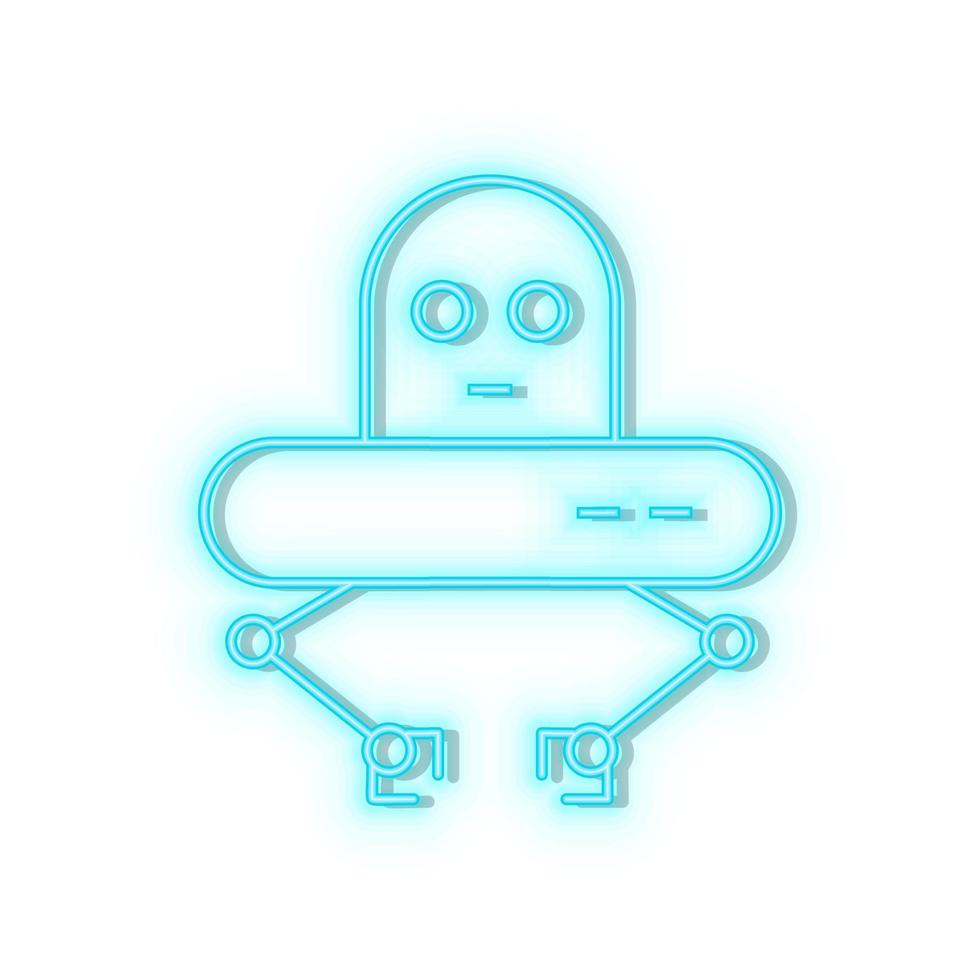 Retro style blue neon vector icon virus, bug blue neon icon.