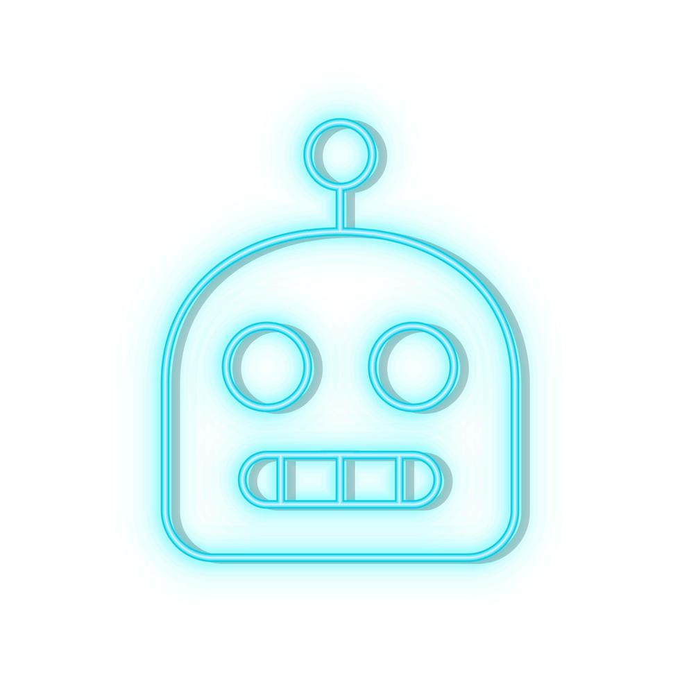 Retro style blue neon vector icon robot, scanning, smart, security blue neon icon.