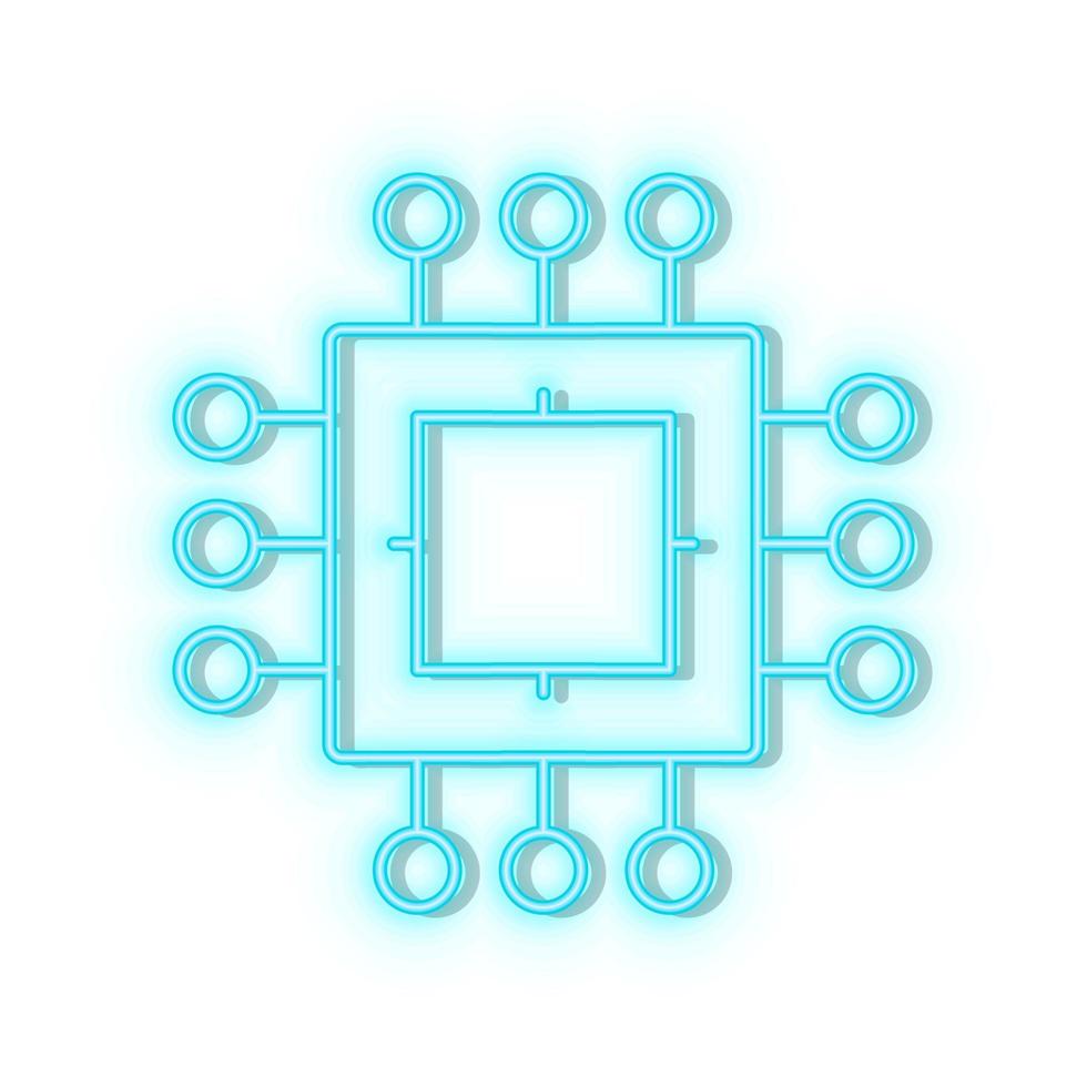 Retro style blue neon vector icon computer, down, shut, smart, brain, man blue neon icon.