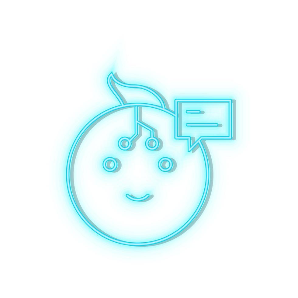 Retro style blue neon vector icon Neon icons. brain processor cloud network. Set of blue, blue, yellow neon vector icon.