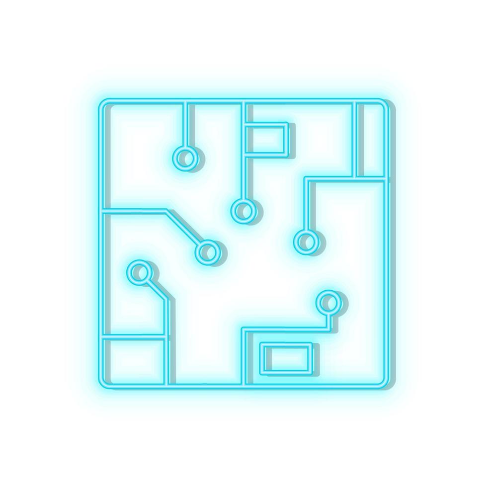 Retro style blue neon vector icon mobile, smart blue neon icon.