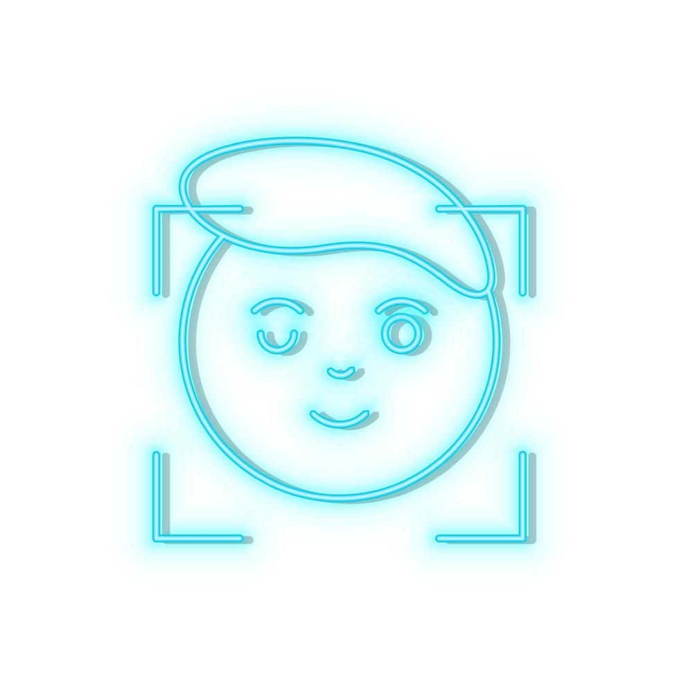 Retro style blue neon vector icon VR, hat, man blue neon icon.
