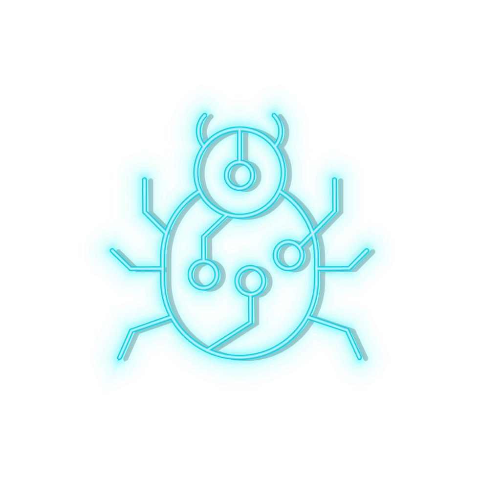Retro style blue neon vector icon robot, ufo blue neon icon.