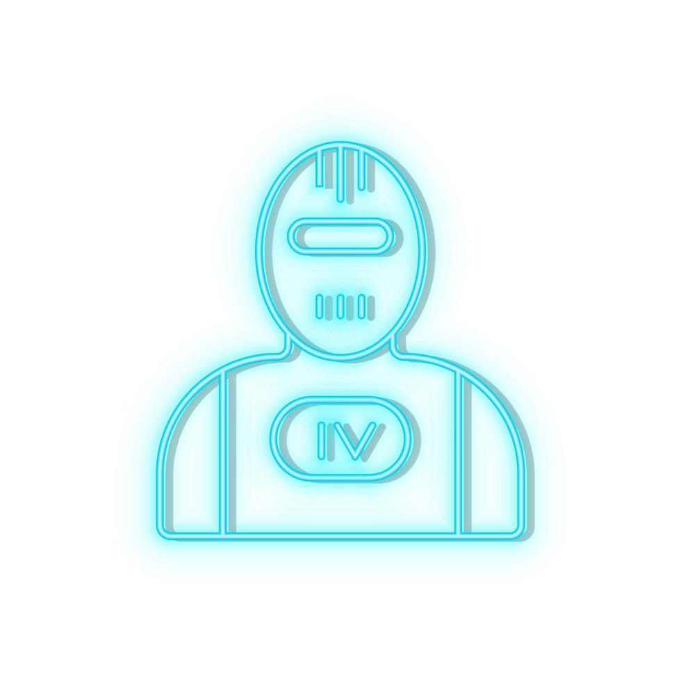 Retro style blue neon vector icon communication, digital, robot, speak blue neon icon.