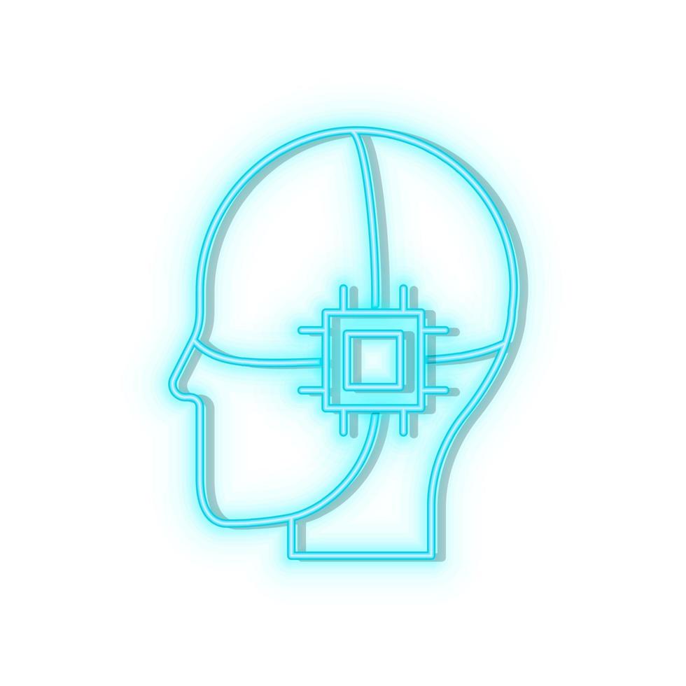 Retro style blue neon vector icon robot, car blue neon icon.