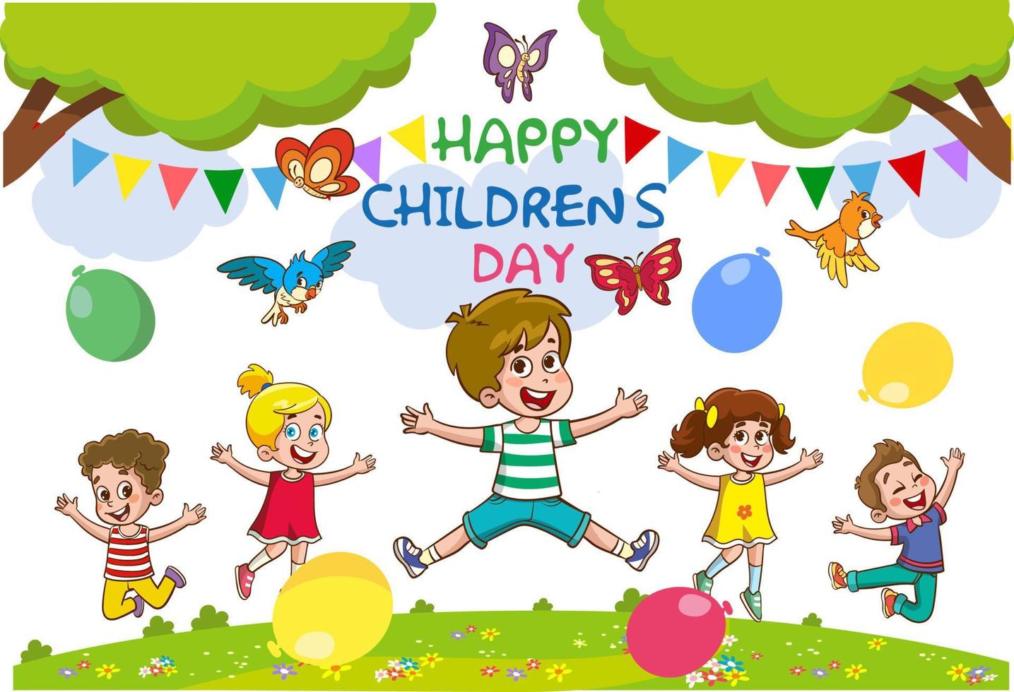 Template For Happy Children's Day cartoon vector