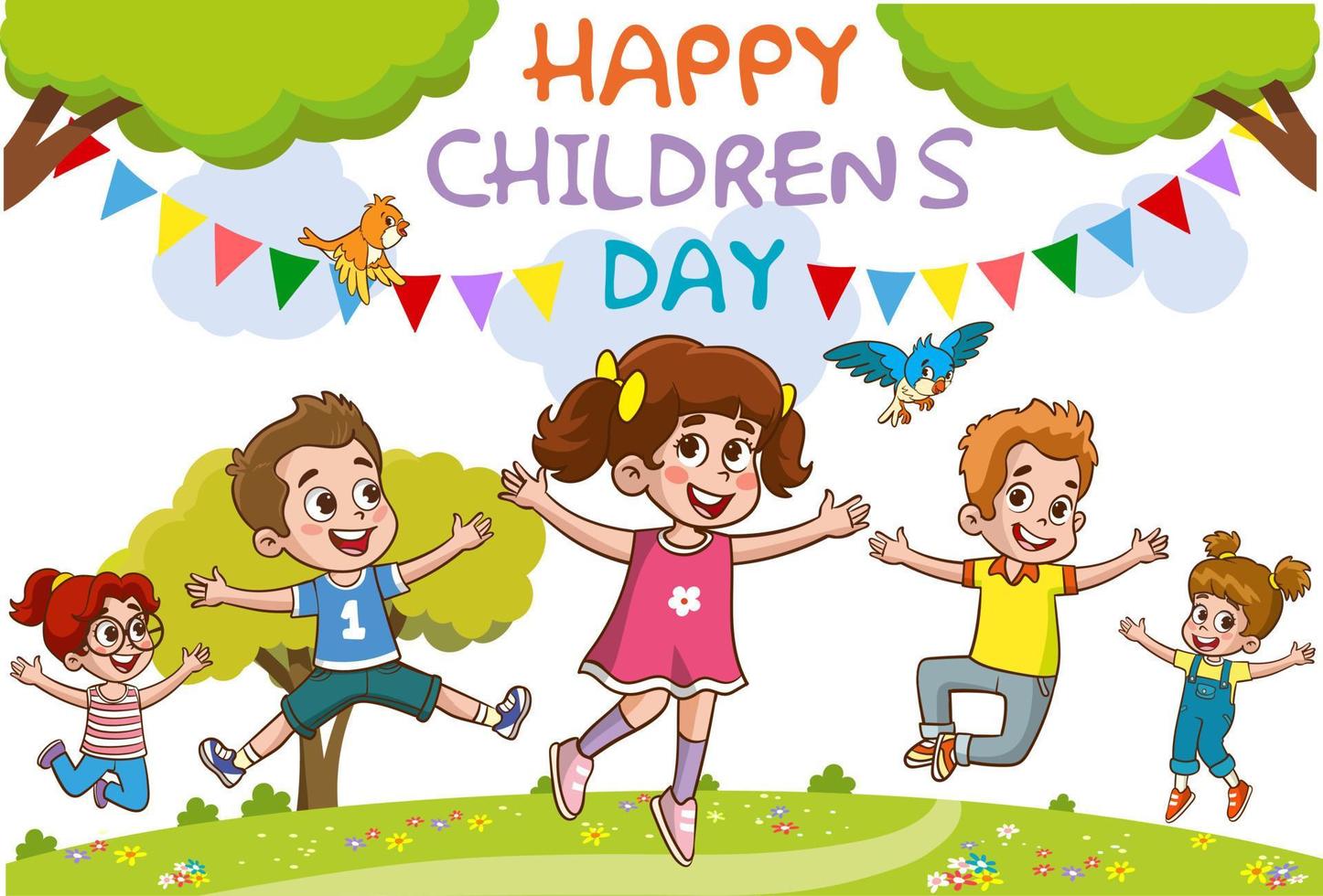 Template For Happy Children's Day cartoon vector