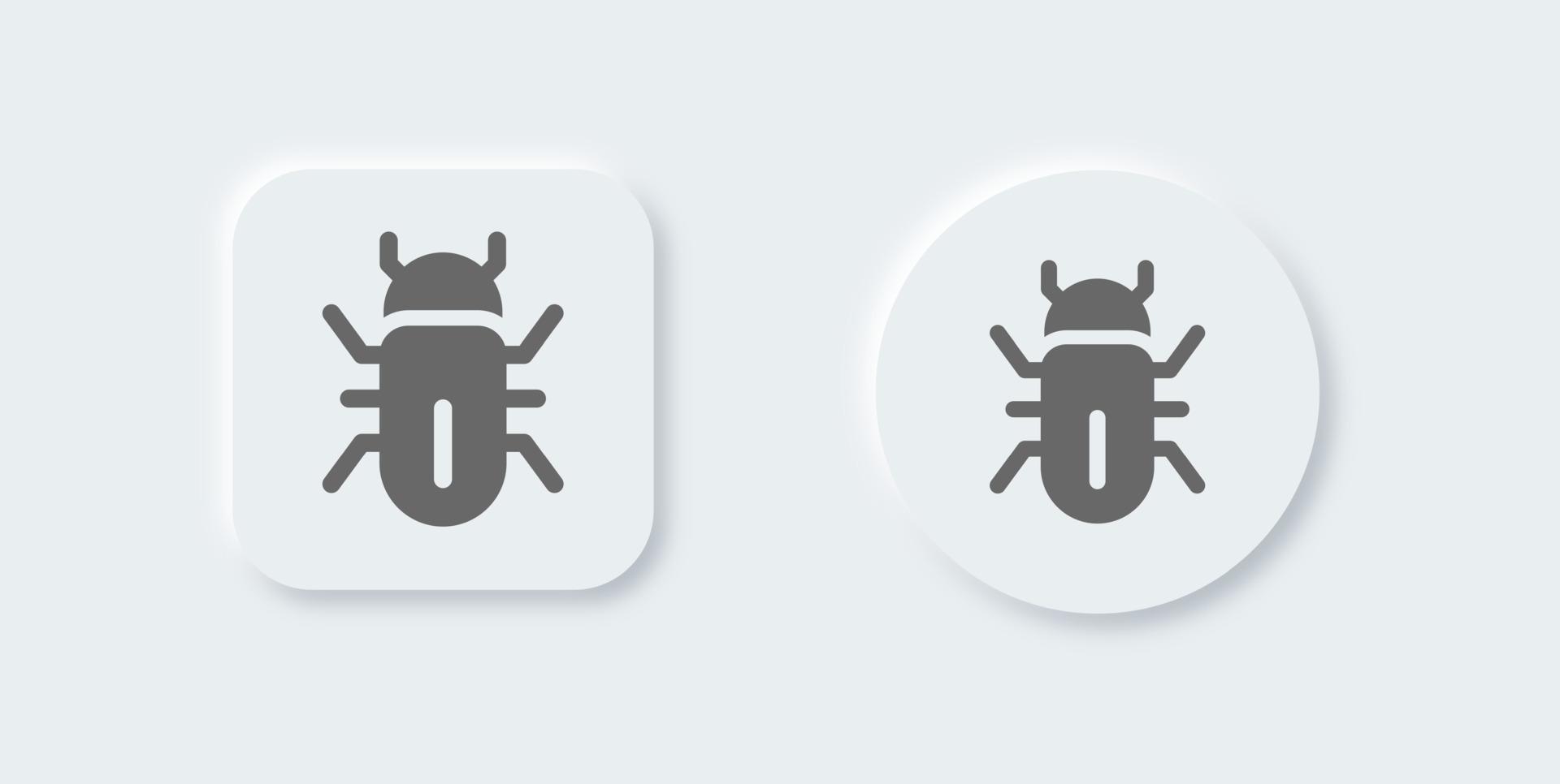 Bug solid icon in neomorphic design style. Virus signs vector illustration.