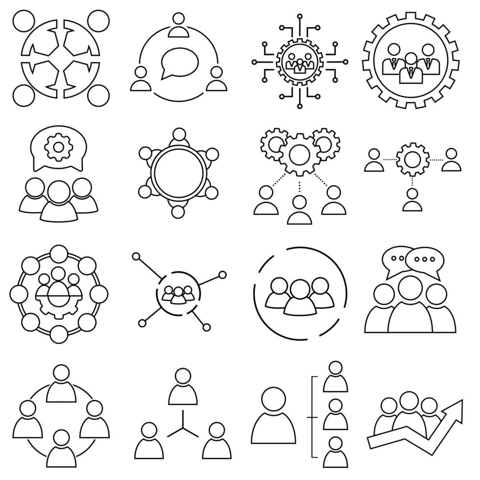 Team Vector icon set. development illustration sign collection. progress symbol or logo.