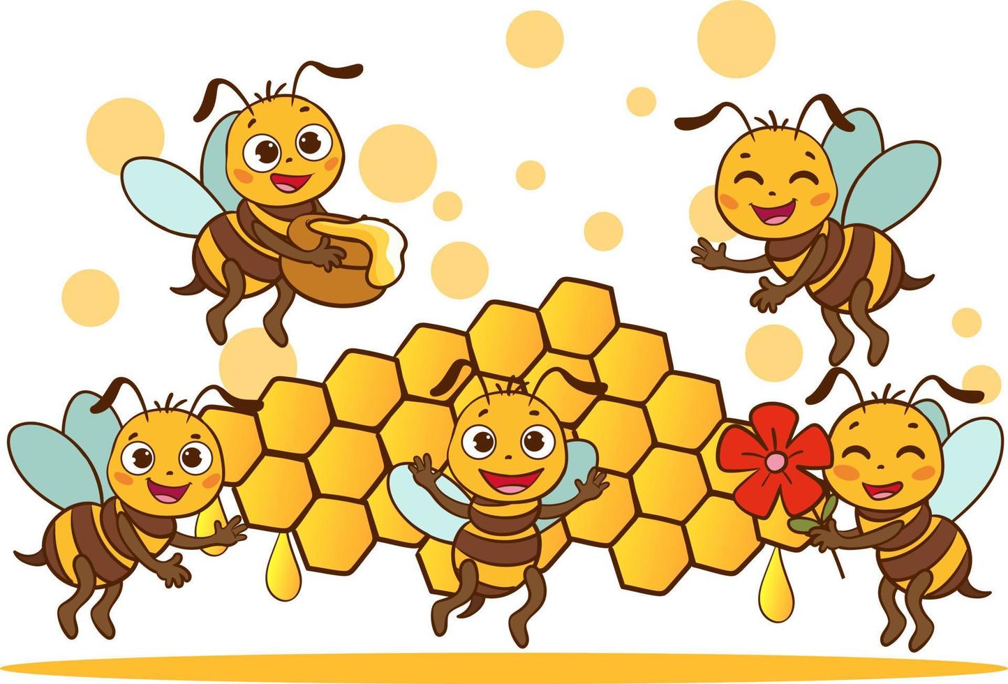 Cartoon Illustration Of Cute Bees vector