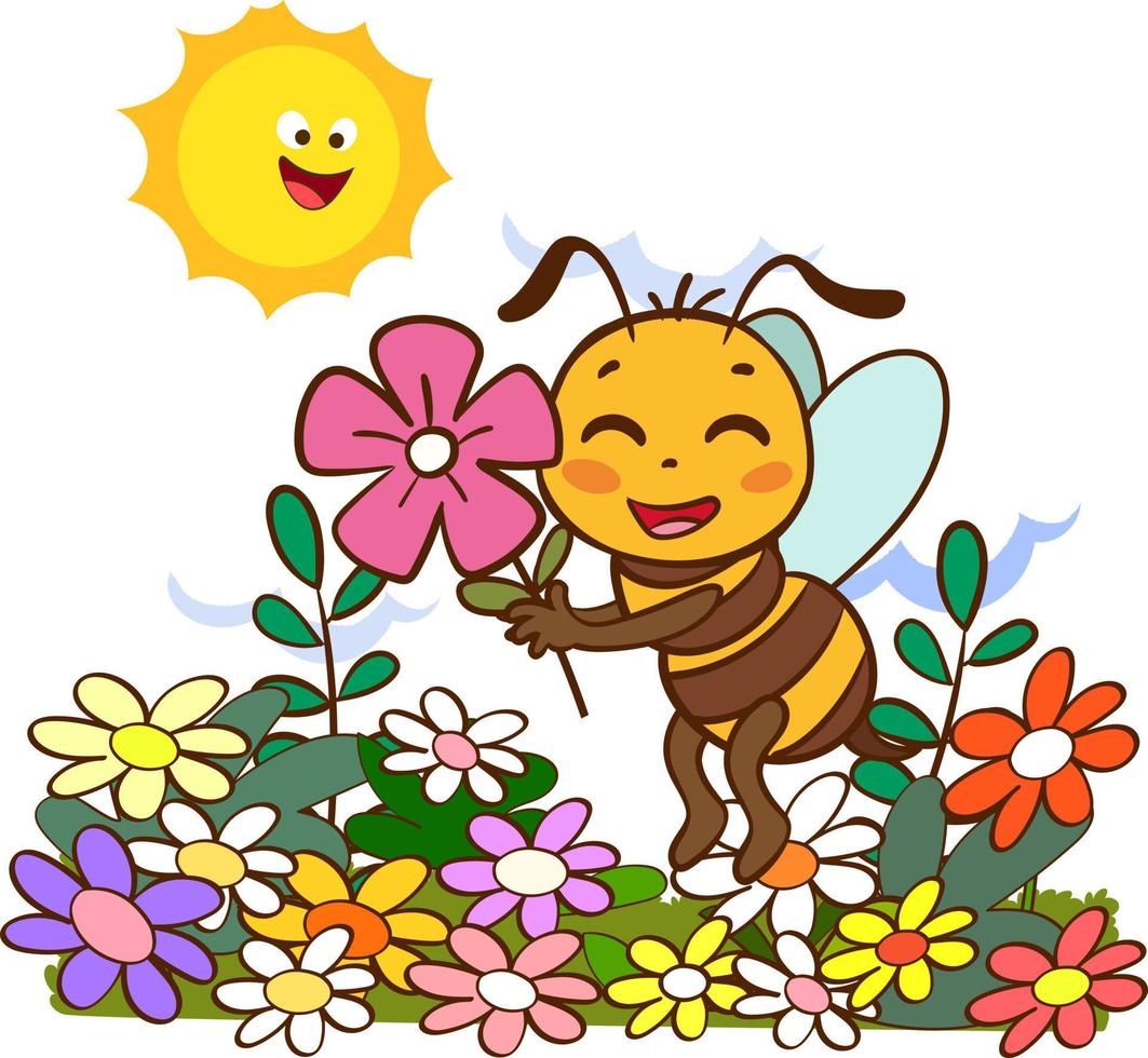 ilustración de dibujos animados de abejas lindas vector