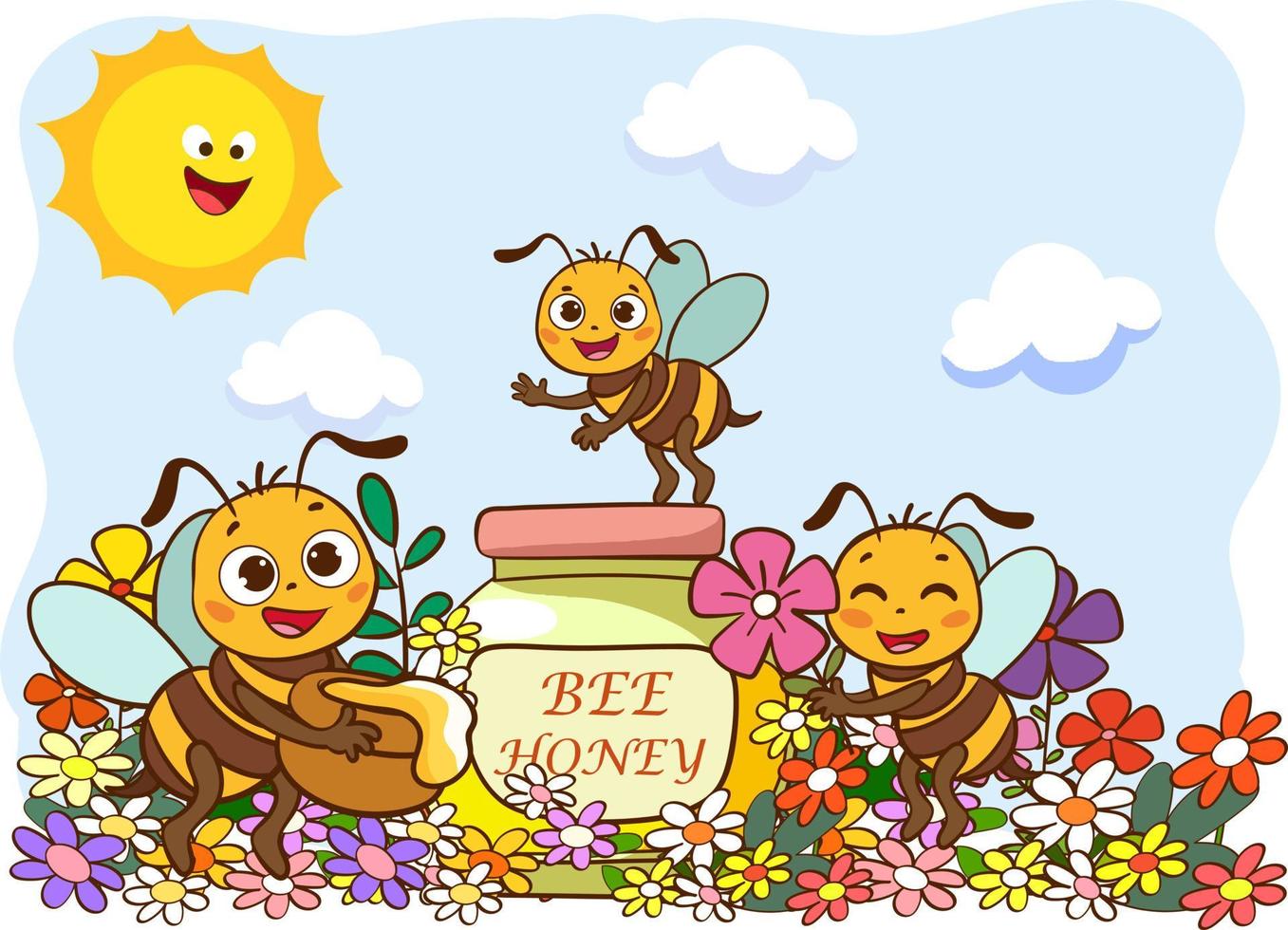 Cartoon Illustration Of Cute Bees vector