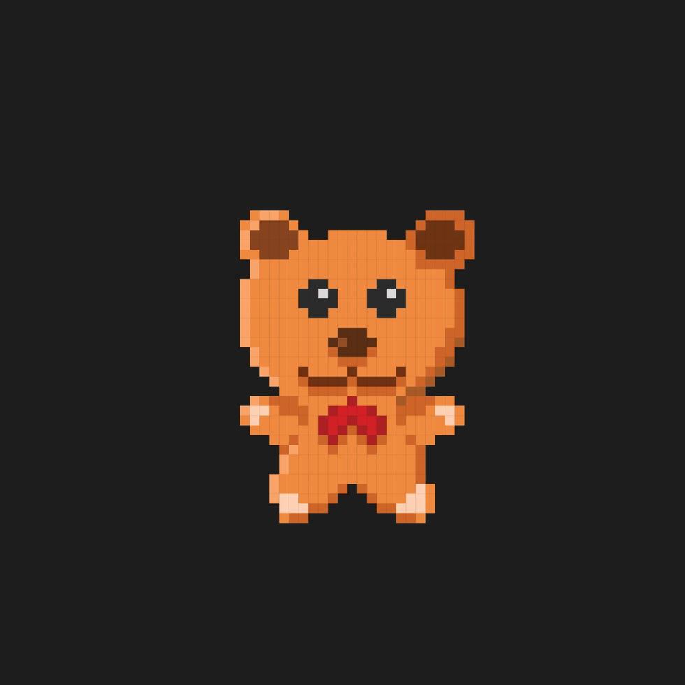 bear doll in pixel art style vector