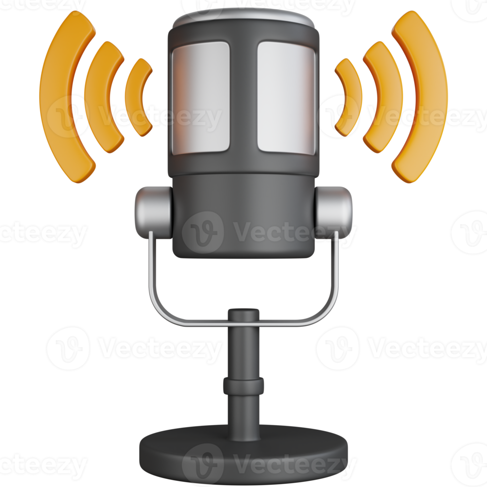 3d Symbol Illustration Übertragung Mikrofon Podcast png