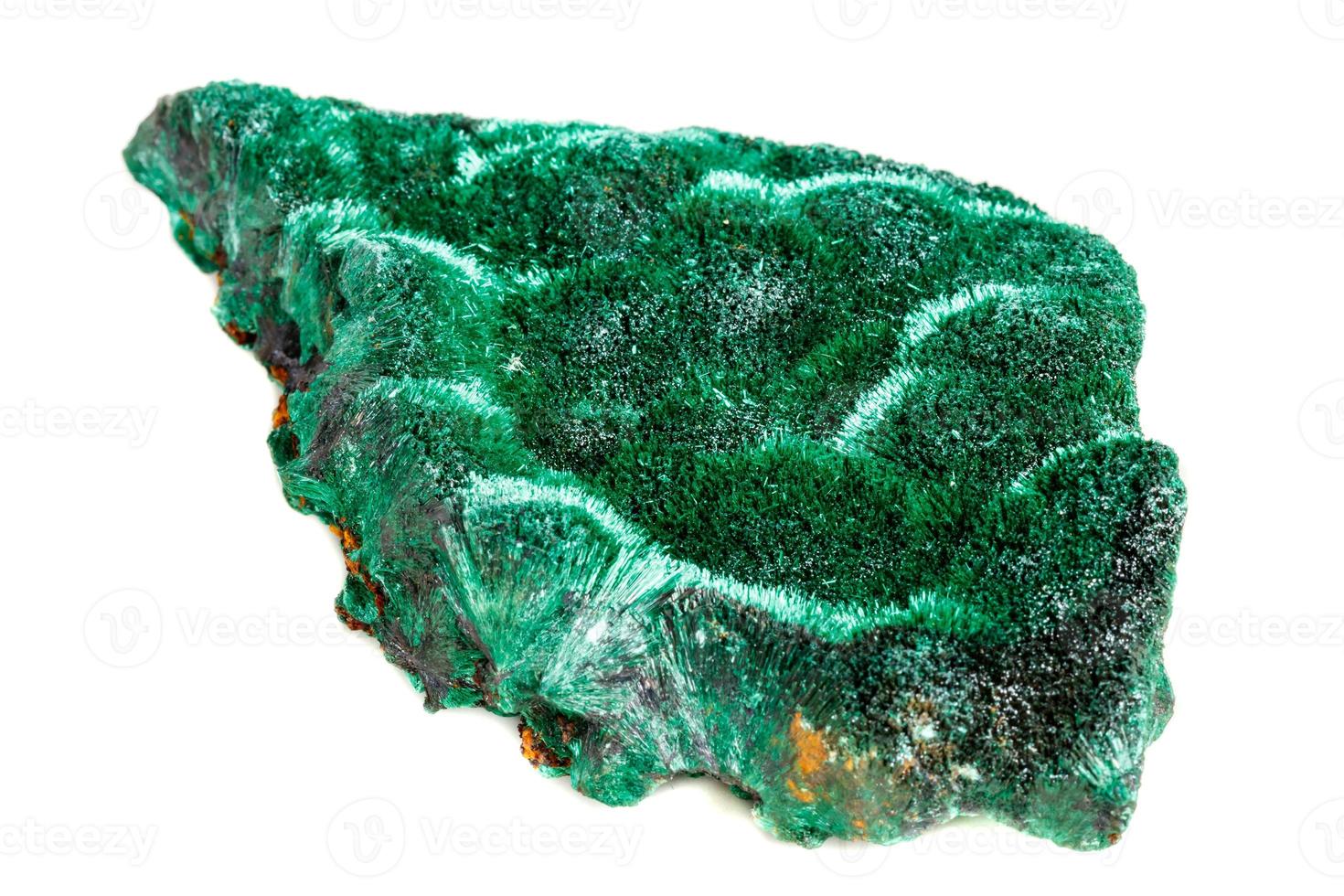 Macro mineral stone plisoviy, plush, satin malachite on a white background photo