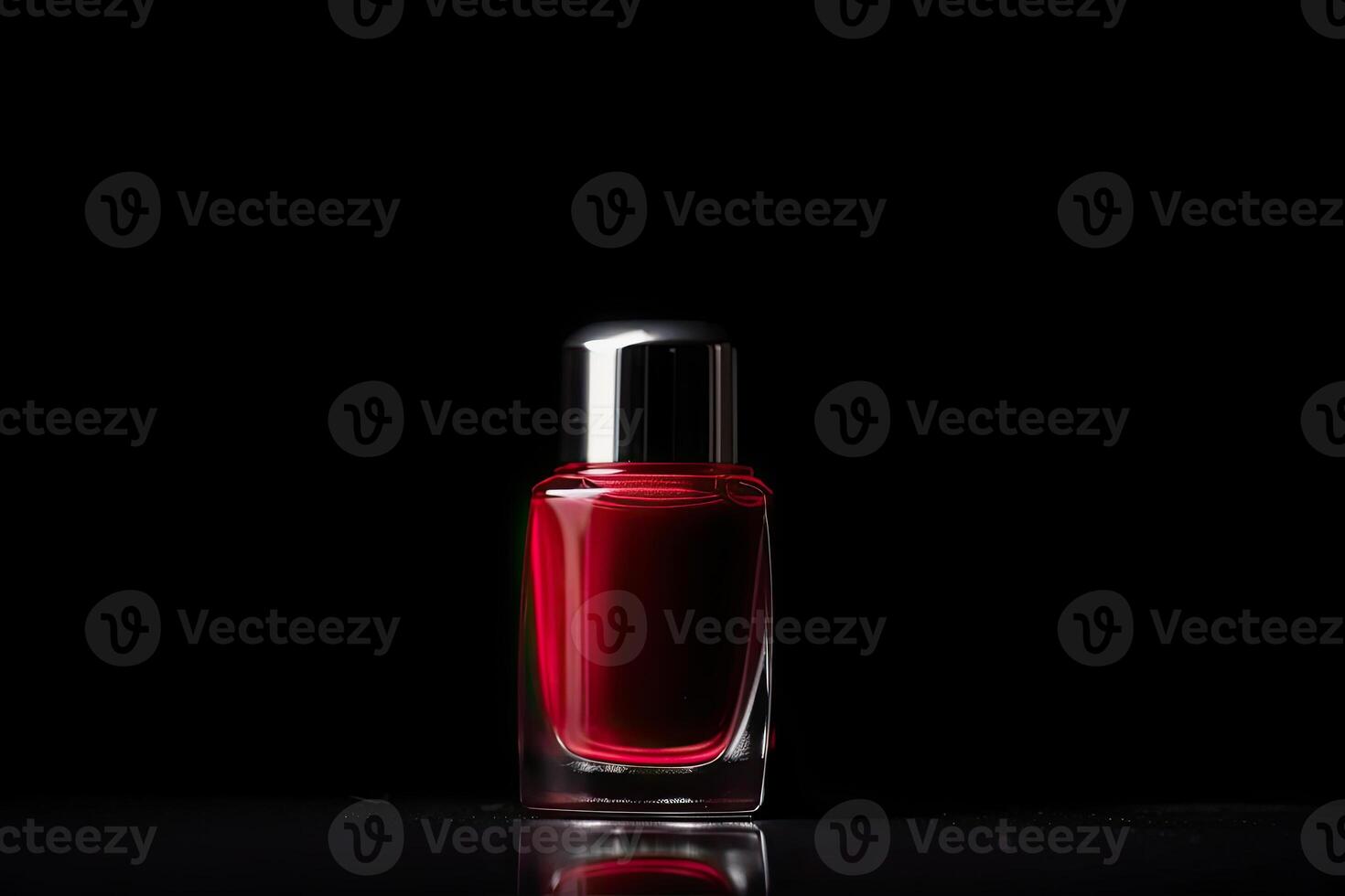 illustration of a red nail polish bottle against black background photo