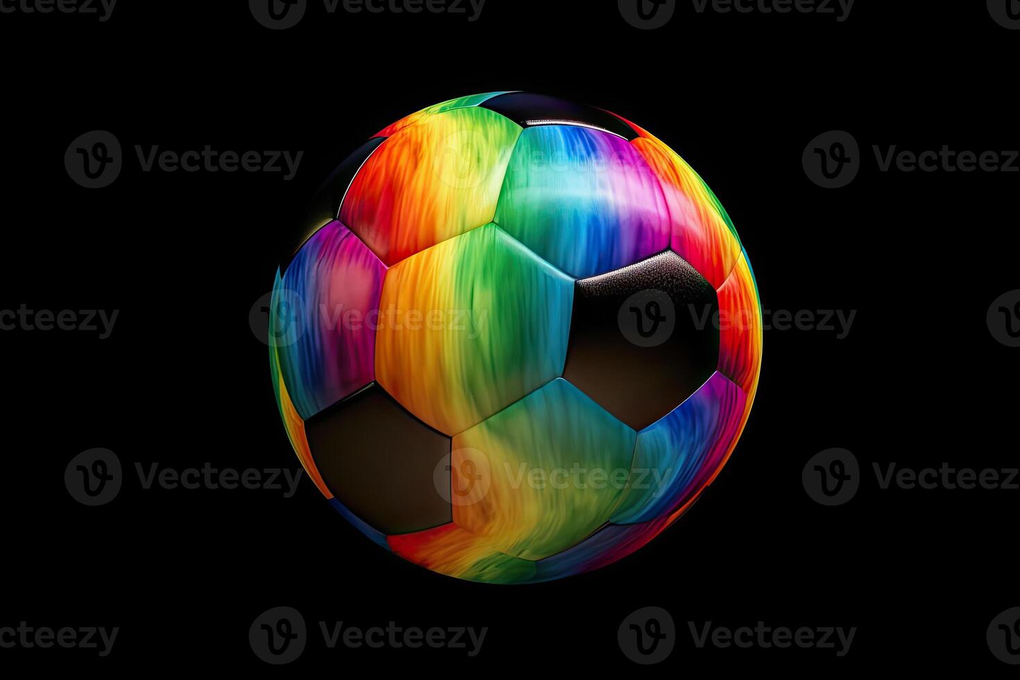 generativo ai ilustración de un arco iris de colores fútbol pelota foto