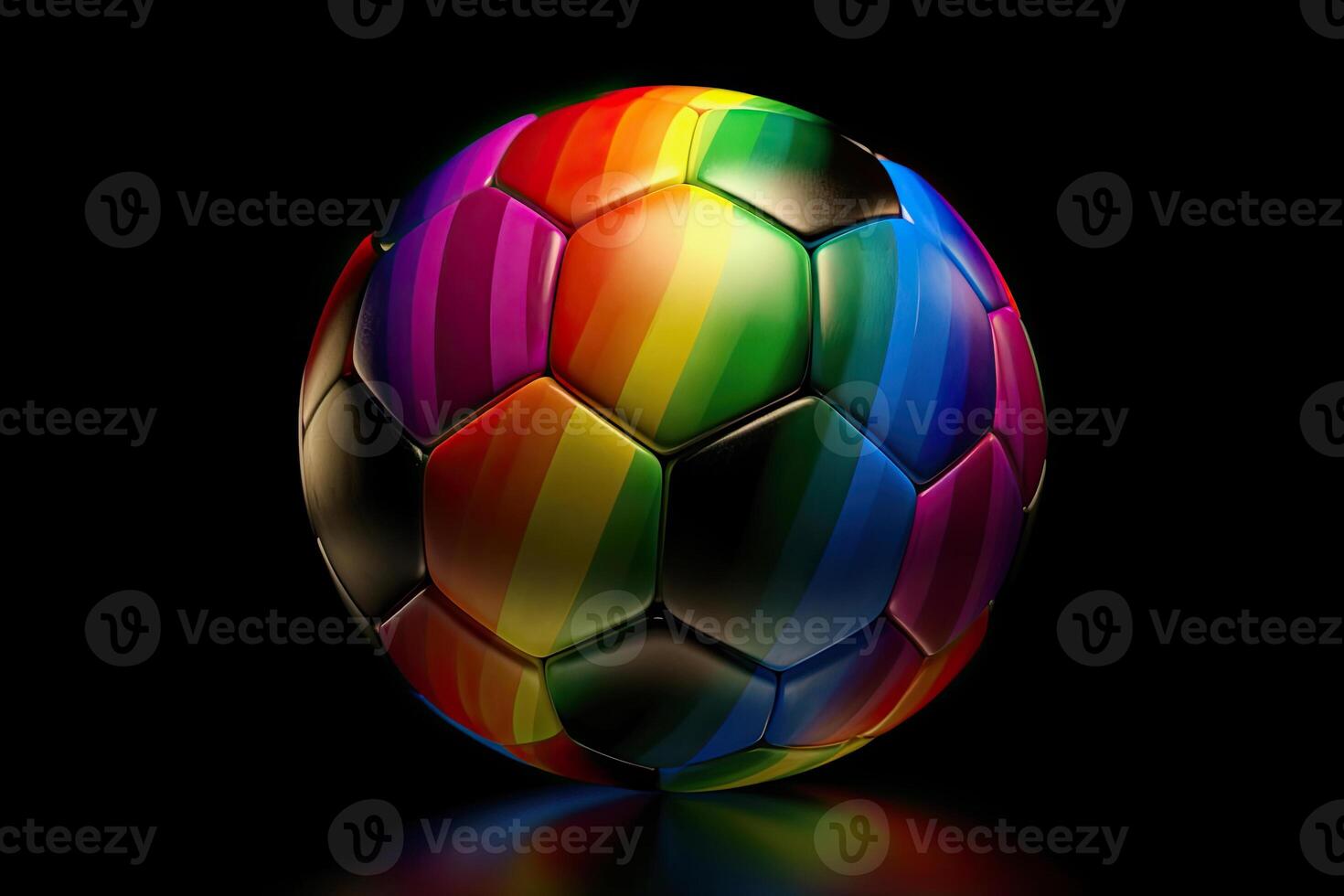 generativo ai ilustración de un arco iris de colores fútbol pelota foto