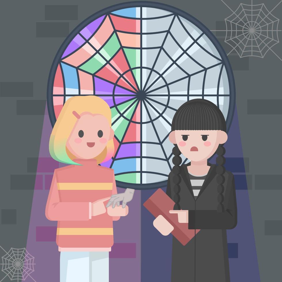 Two Girls Having a Conversation vector