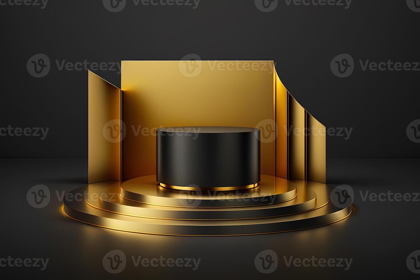 realista 3d lujo y dorado podio para producto mostrar. ai generado foto