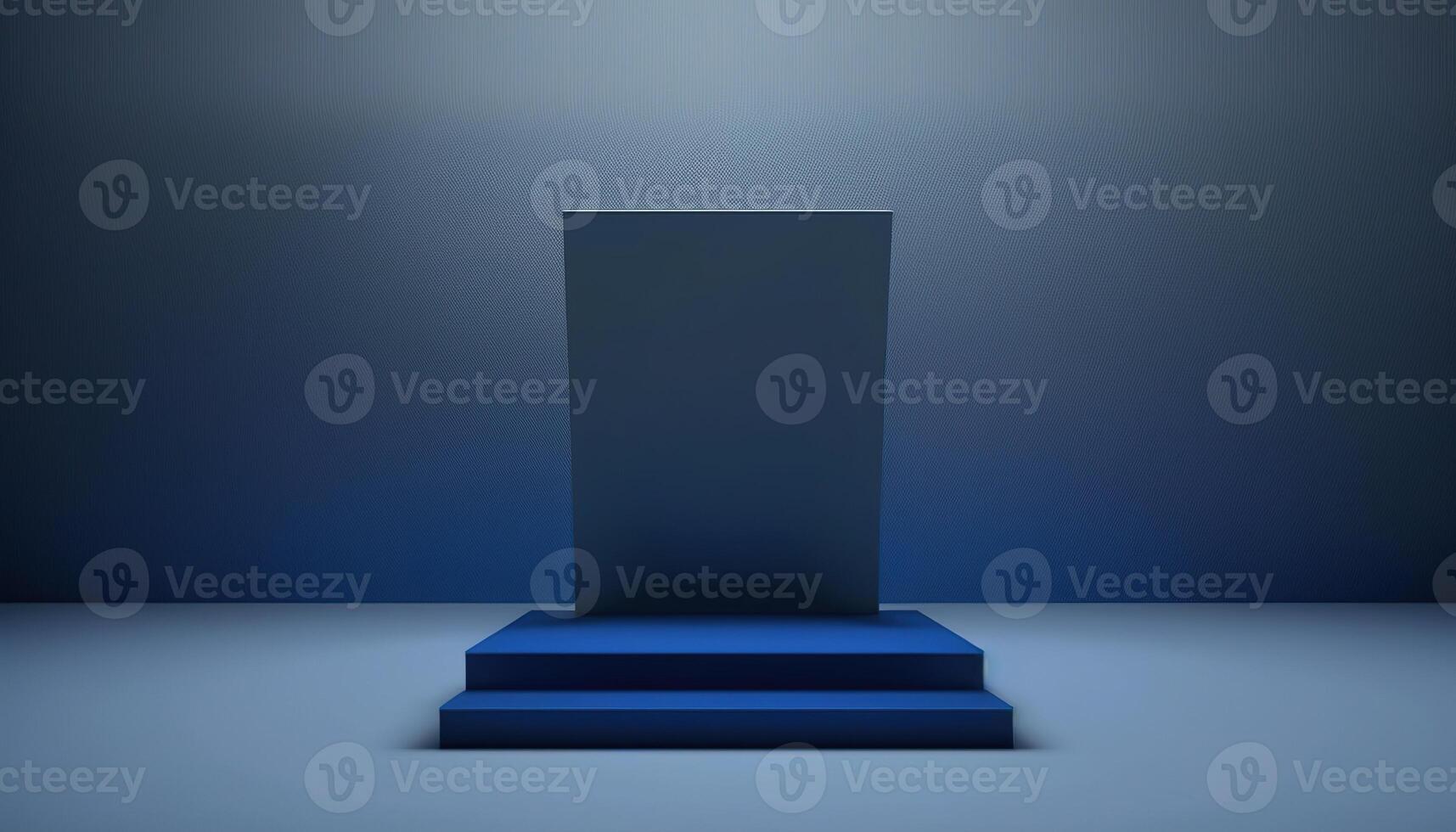 Realistic 3D blue theme podium for product display. photo