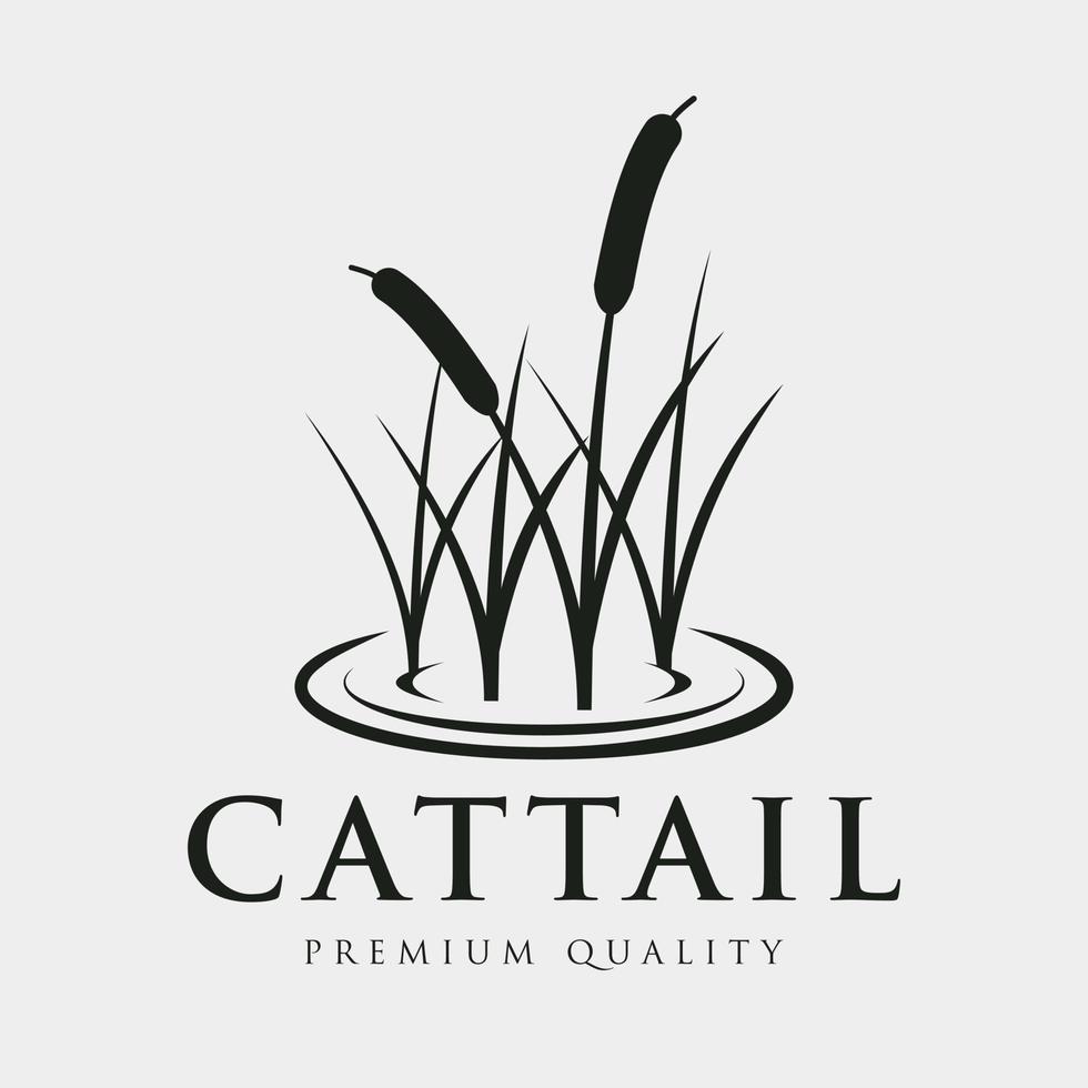 Cattail Reed River Logo Design Vector Water Creek Lake Swamp Logo Design simple Vector