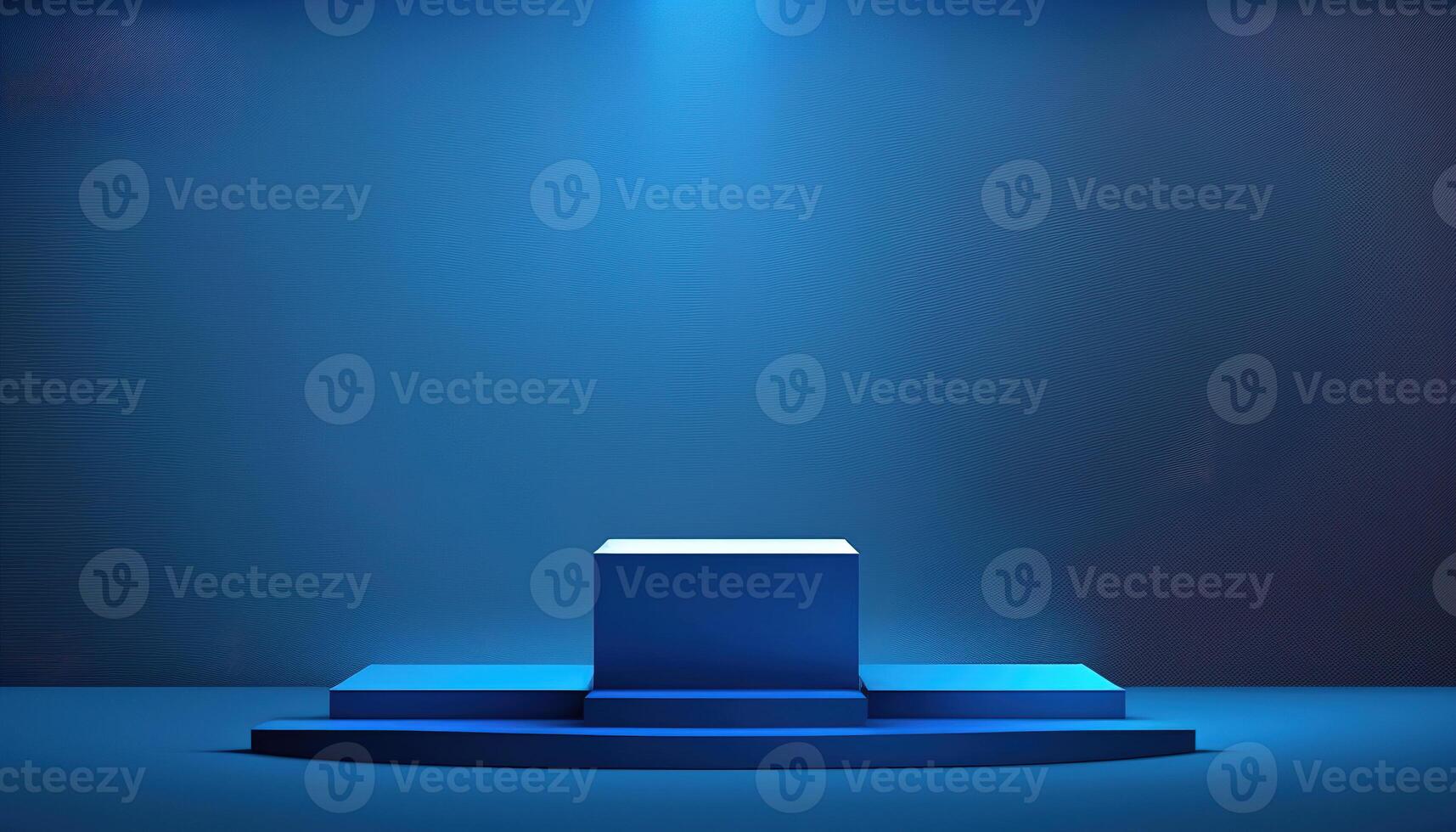 Realistic 3D blue theme podium for product display. photo