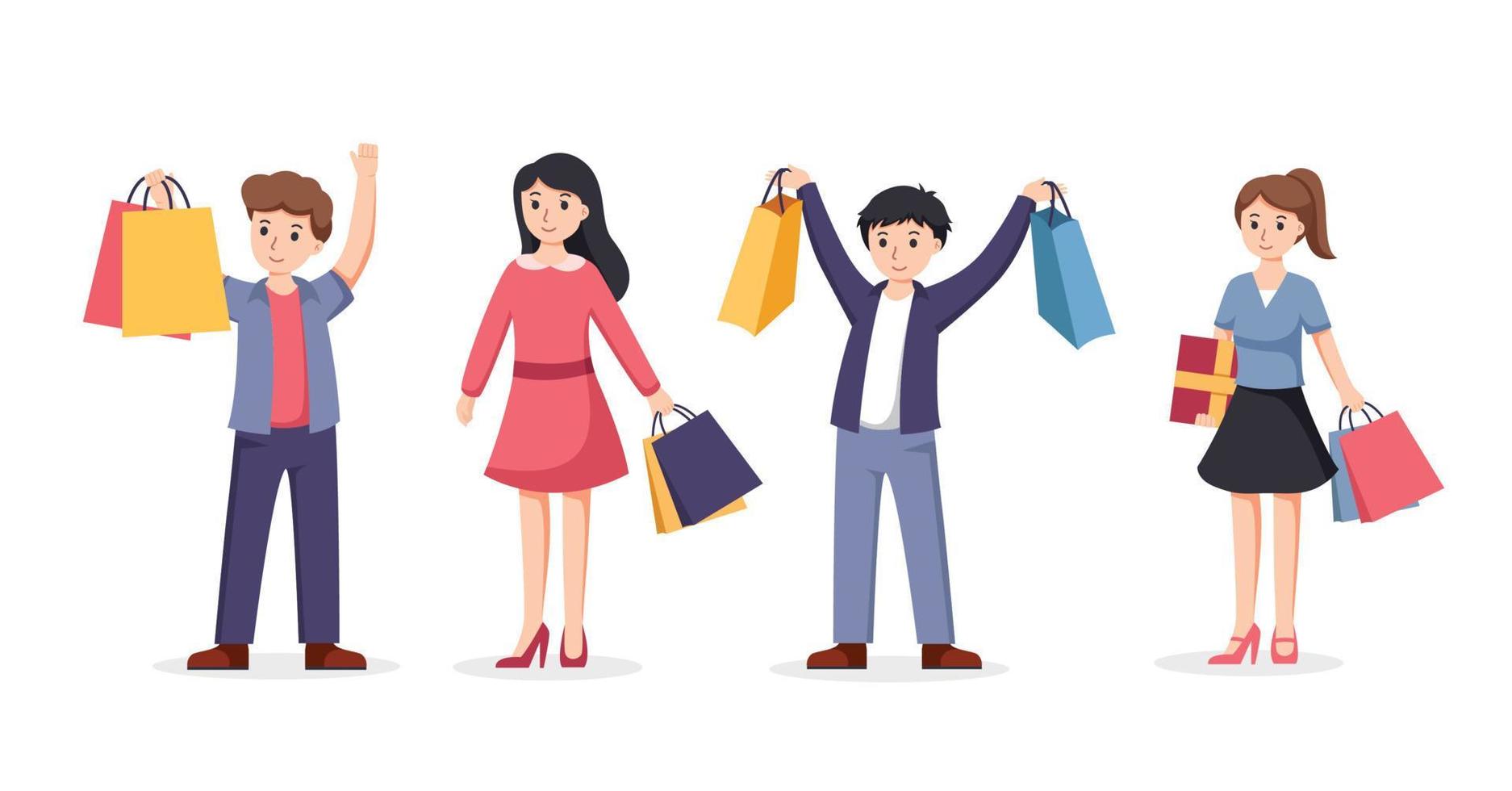 people shopping. People with shopping bags vector illustration 22612107