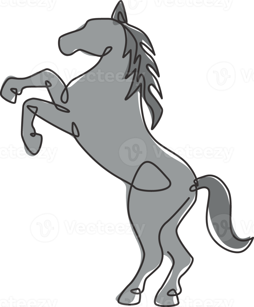 un seul dessin d'un cheval sautant d'élégance pour l'identité du logo de l'entreprise. poney cheval mammifère sauvage symbole animal concept. ligne continue dynamique dessiner illustration de conception de vecteur graphique png