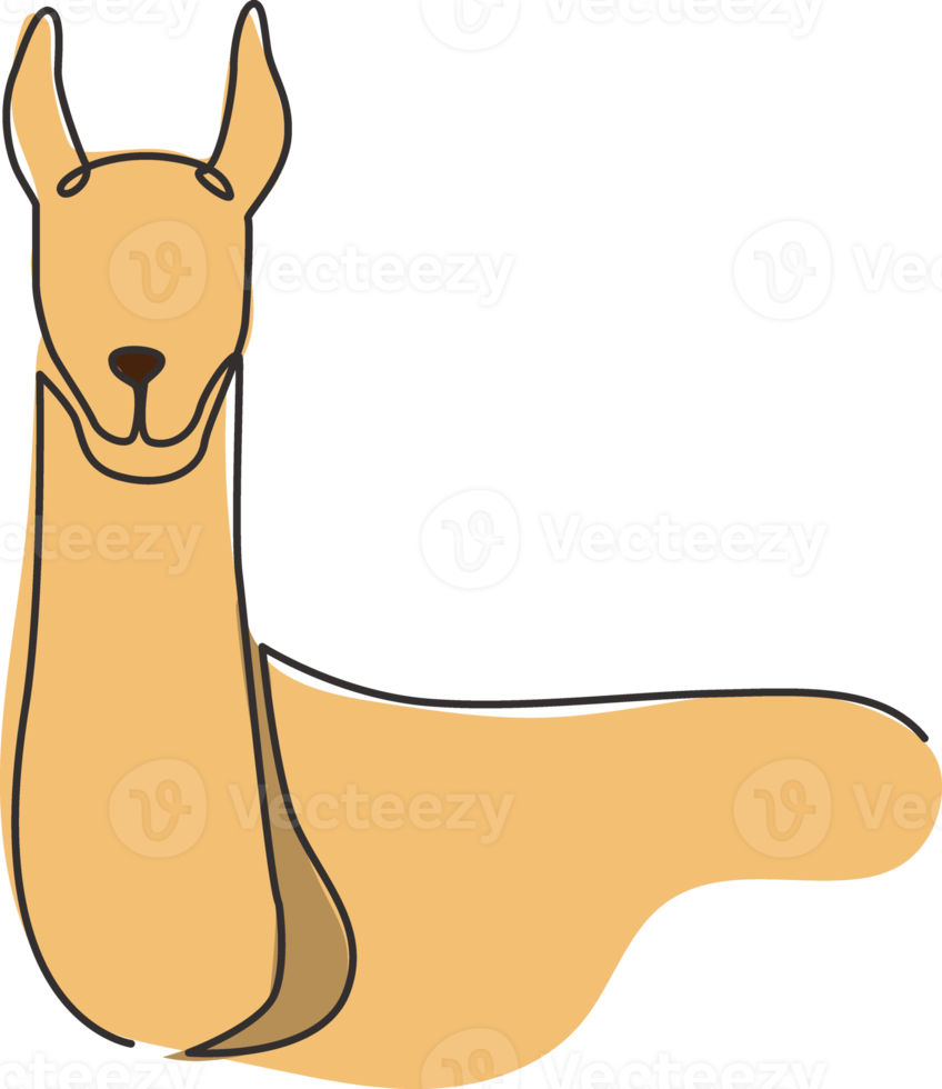 eine durchgehende Strichzeichnung eines süßen, eleganten Lamas für die Identität des Firmenlogos. Business-Icon-Konzept aus Säugetier Tierform. moderne einzeilige Grafik zeichnen Vektor-Design-Illustration png