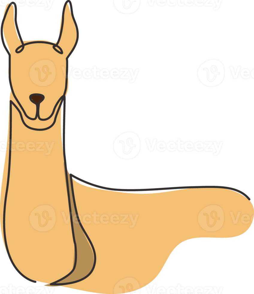 un dibujo de línea continua de una linda llama elegante para la identidad del logotipo de la empresa. concepto de icono empresarial de forma animal mamífero. Ilustración de diseño de vector de dibujo gráfico de una sola línea moderna png