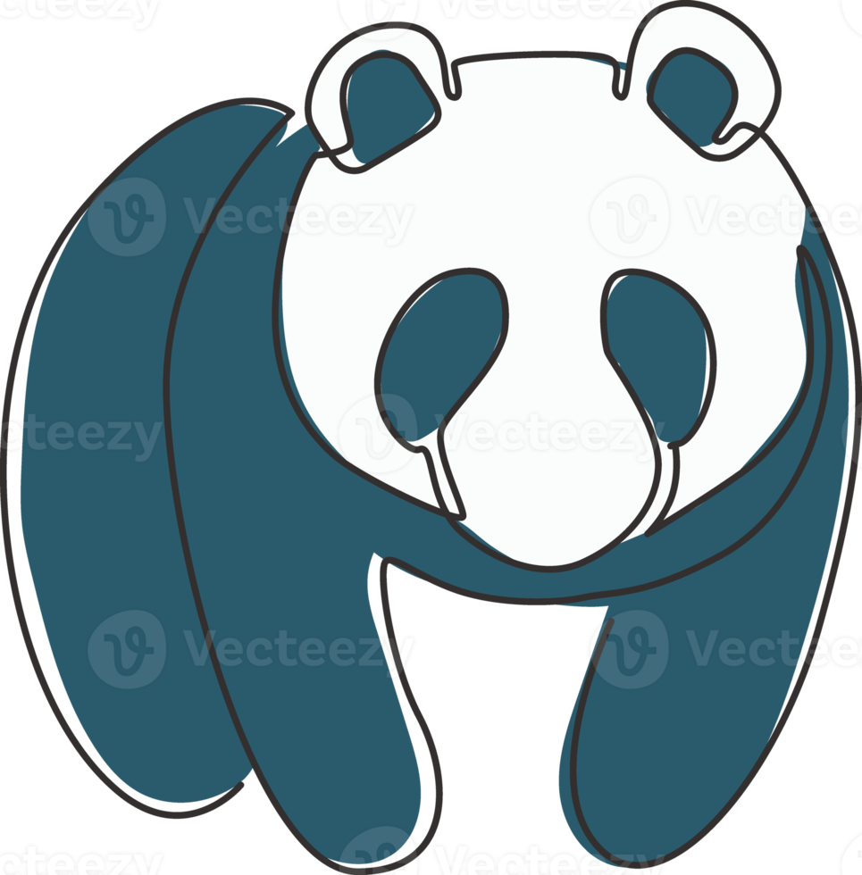 One single line drawing of cute panda for company logo identity. Business corporation icon concept from china bear animal shape. Trendy continuous line draw design vector graphic illustration png