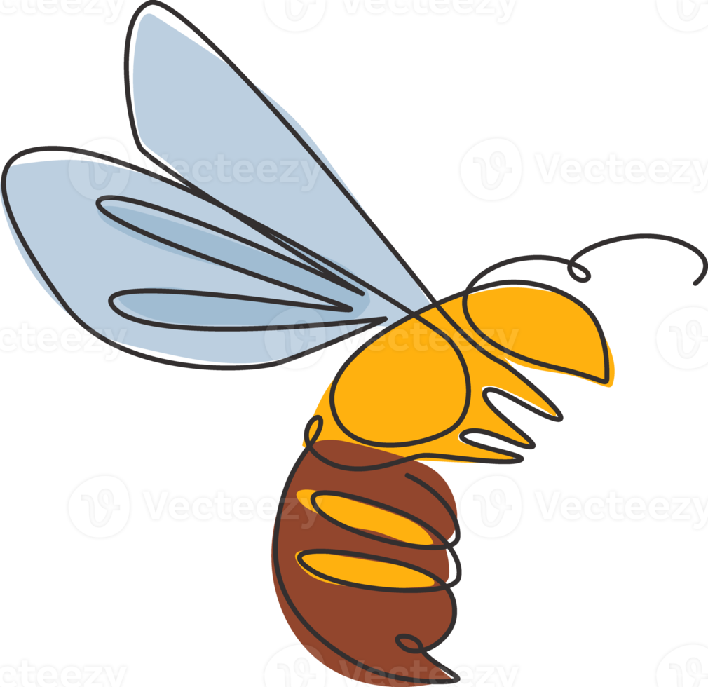 un disegno a linea singola di un'ape carina per l'identità del logo aziendale. concetto di icona di fattoria delle api da forma animale di vespa. illustrazione di vettore di disegno grafico di disegno di linea continua moderna png