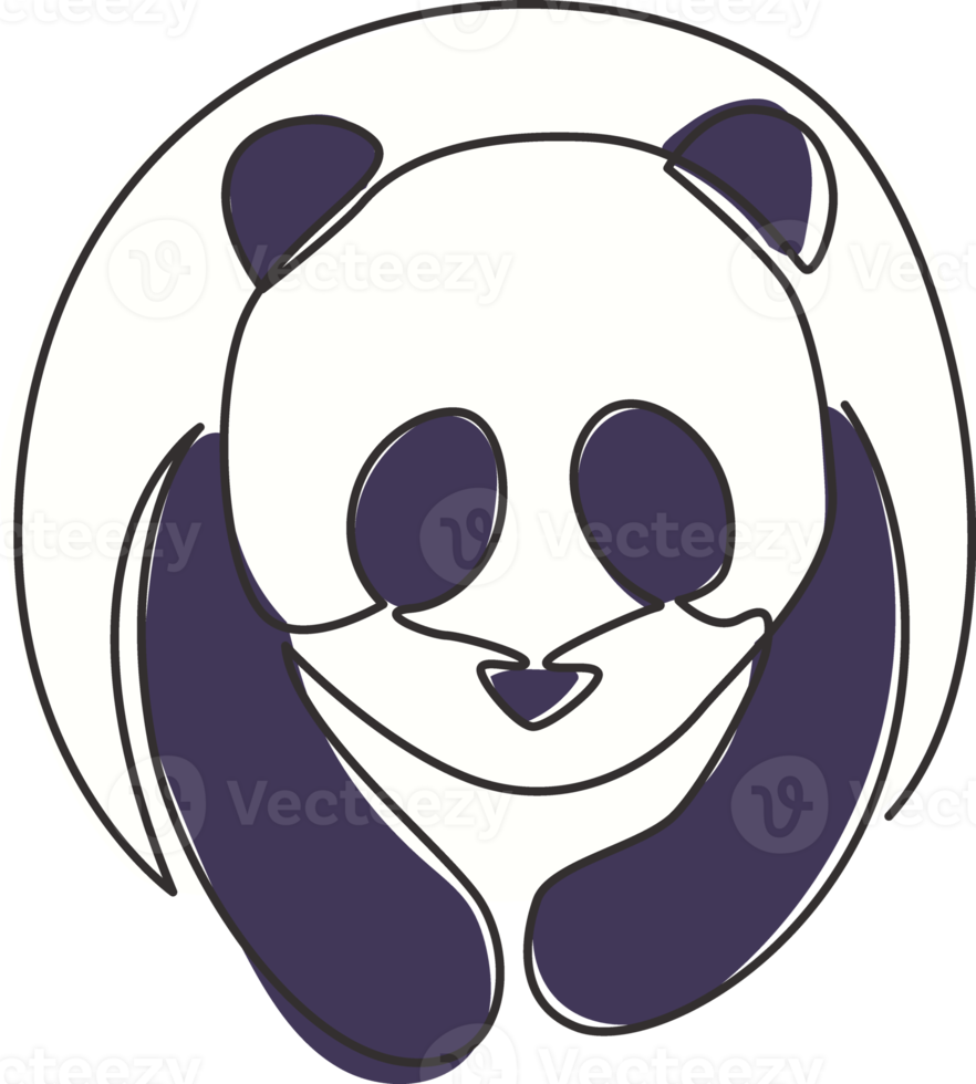 Single continuous line drawing of funny panda for corporation logo identity. Company icon concept from cute mammal animal shape. Dynamic one line draw design vector graphic illustration png