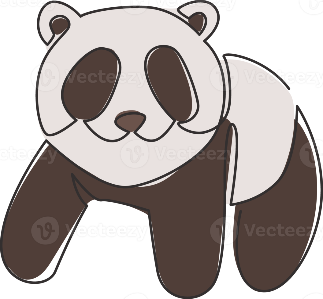 One single line drawing of cute panda for company logo identity. Business corporation icon concept from china bear animal shape. Modern continuous line graphic vector draw design illustration png
